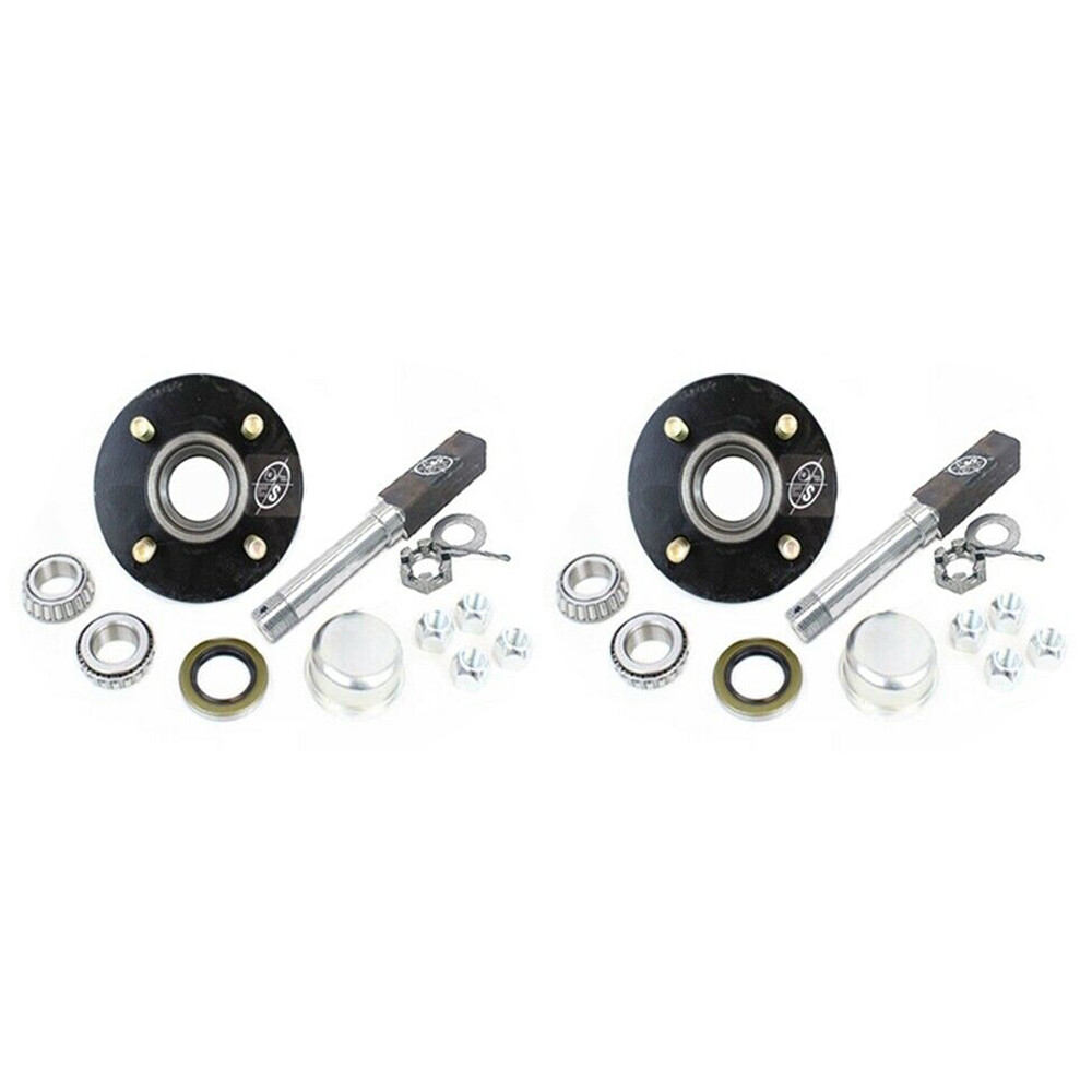 2-Pack Square BT8 Trailer Spindle & 4 on 4" Bolt Circle Trailer Hub  2,000 lbs.
