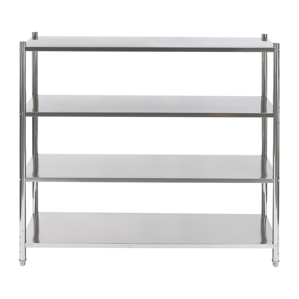 4 Tier Adjustable Shelf Storage, Stainless Steel Heavy Duty Shelving Silver