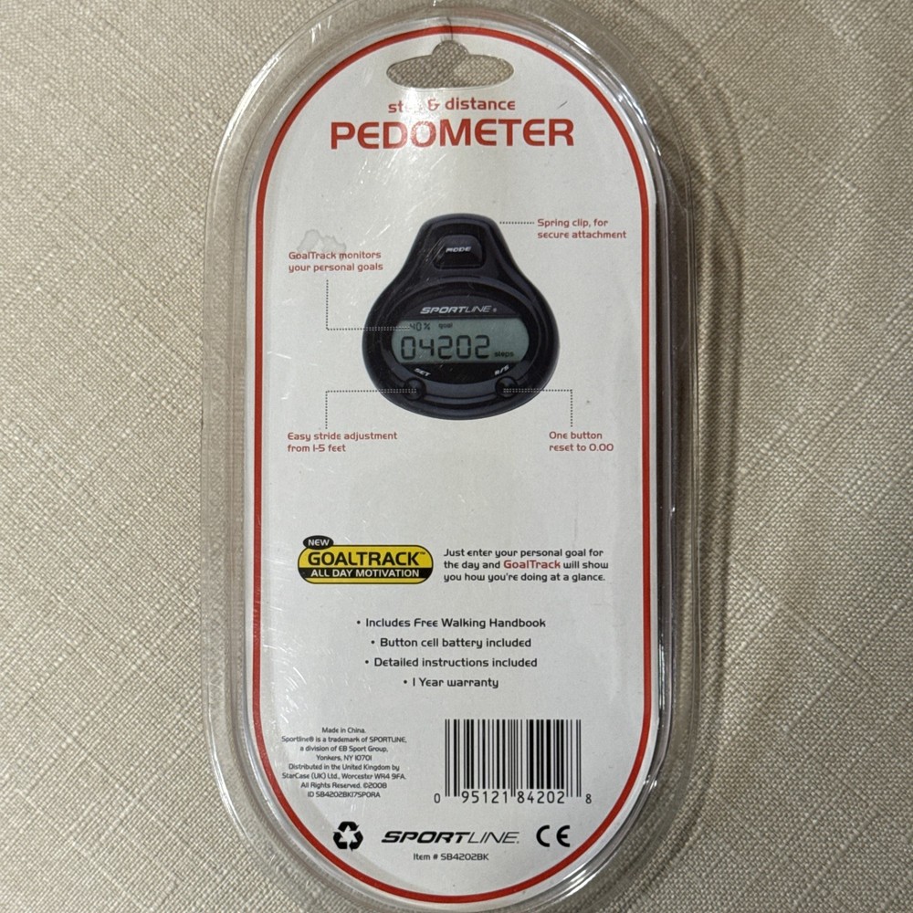 Sportline Dual Function, Step And Distance Pedometer New