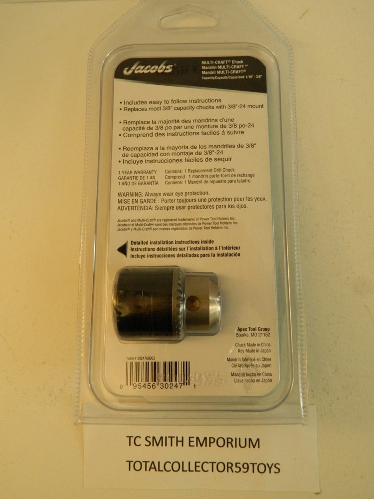 NEW Sealed Jacobs 30247 3/8" Multi-Craft Chuck 3/8"-24 Mount