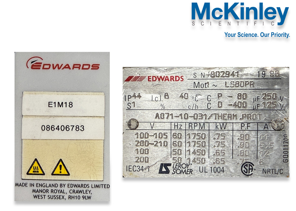 Edwards E1M18 Vacuum Pump A343-24-904 | Single Stage Rotary Vane Pump | Used