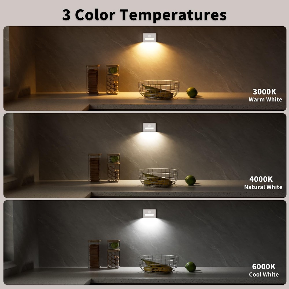 Rechargeable Wireless Motion Stair Lights, Stick-On Wall Light with Dual Inde...