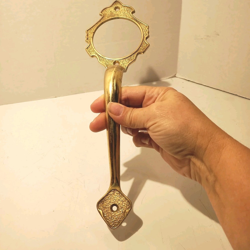 ANTIQUE Vintage BRASS Front Entry DOOR HANDLE Pull 11" Architecturally Beautiful