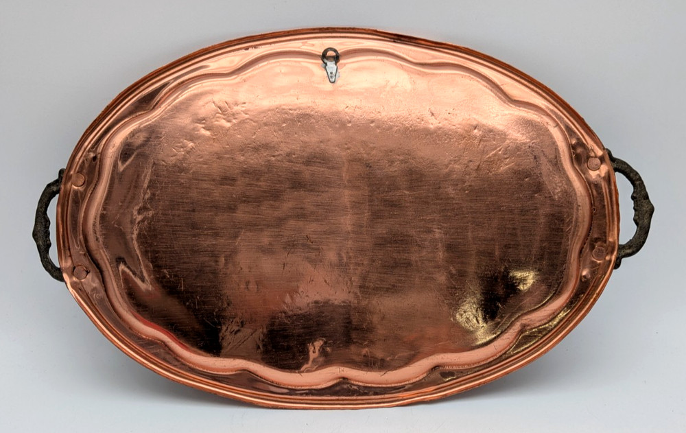 Hand Crafted Turkish Etched Oval Copper Tray Handles