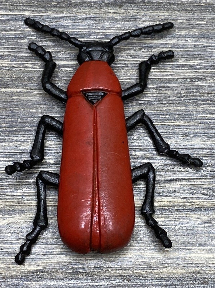 Vintage Plastic Fire-Colored Beetle Pyrochroa Coccinea 2"