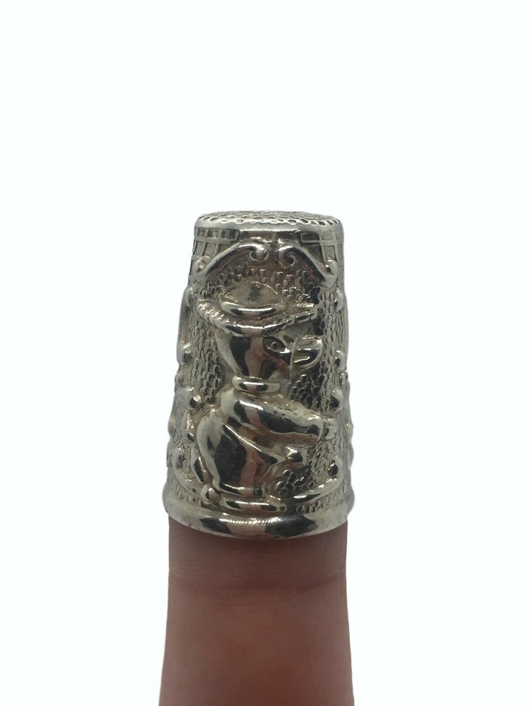 VTG Sterling Silver Duck Thimble - Embossed Decorated