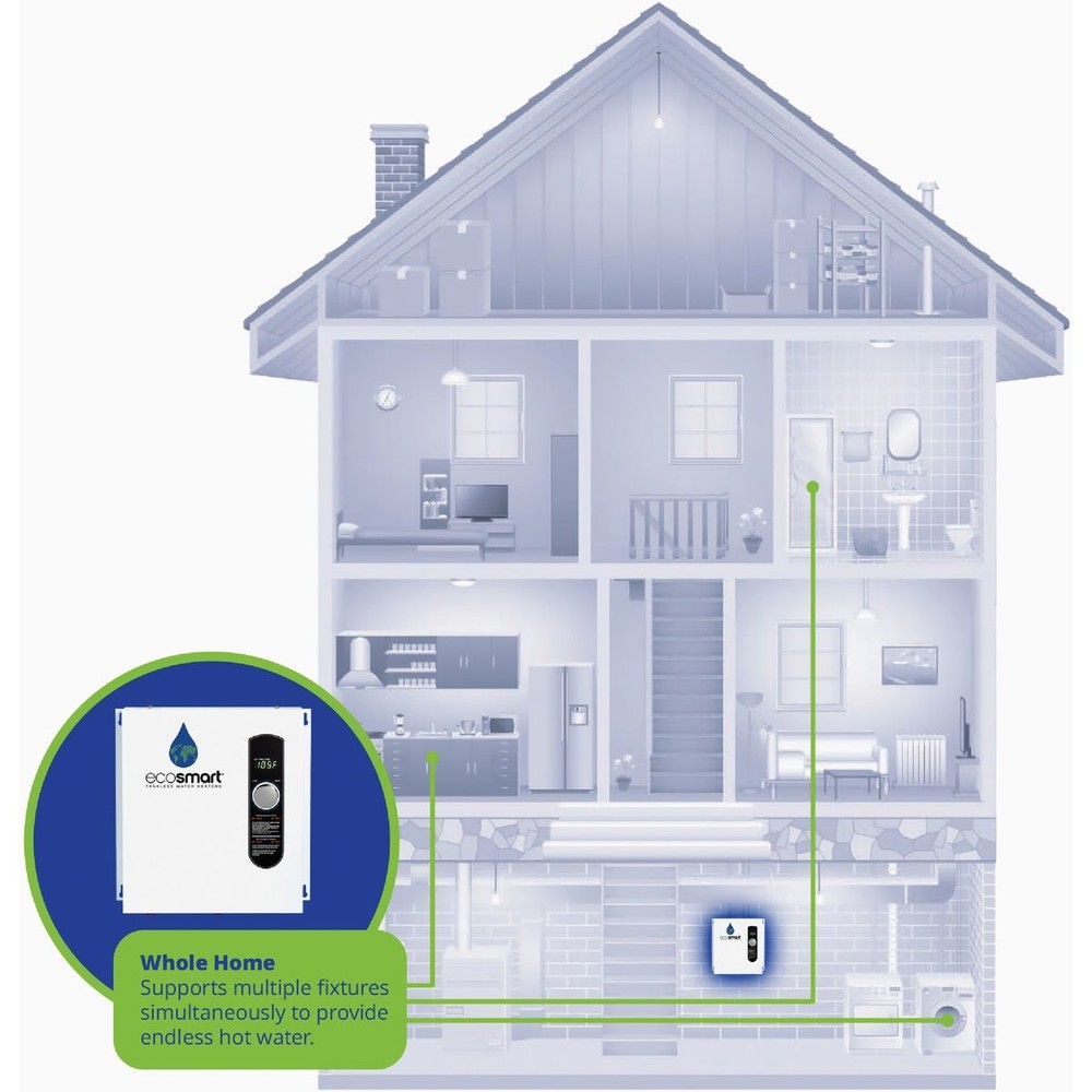 EcoSMART 240V Single Phase 27kW Tankless Electric Water Heater ECO 27 EcoSMART