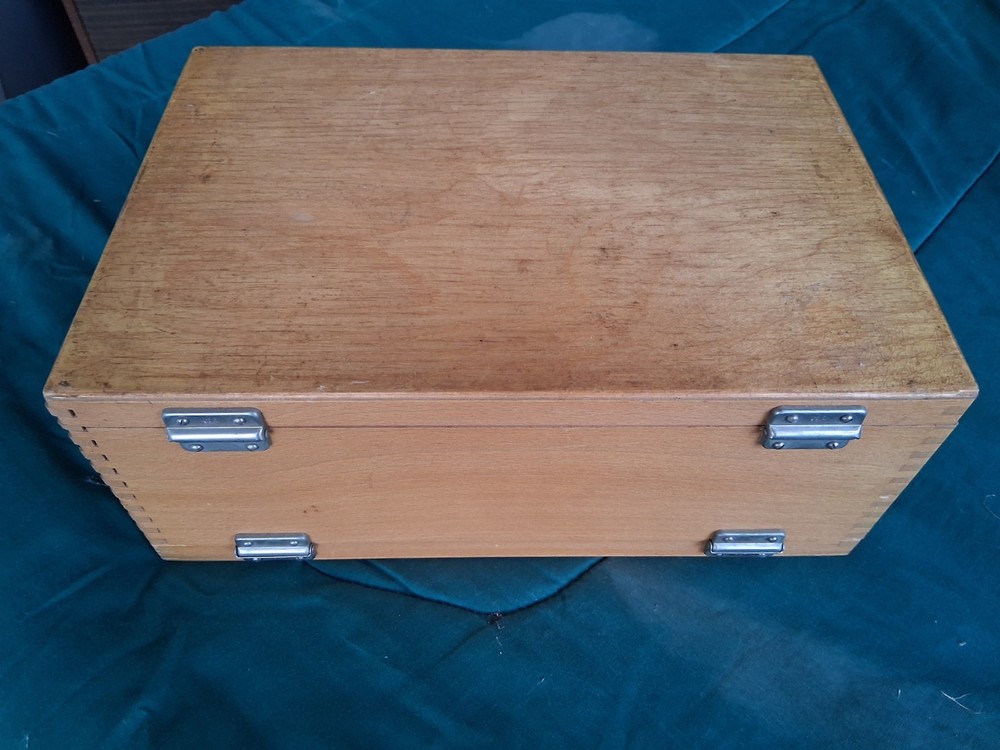 Vintage Microscope 175-Slide Wooden Storage Box