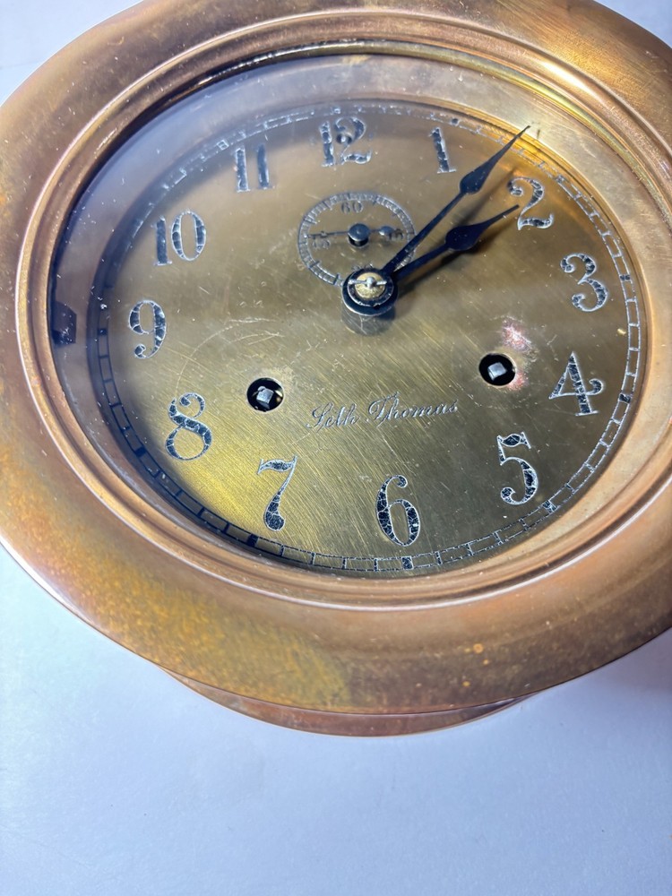 Antique Seth Thomas Side Lock Solid Brass Ship's Maritime Marine Clock USA
