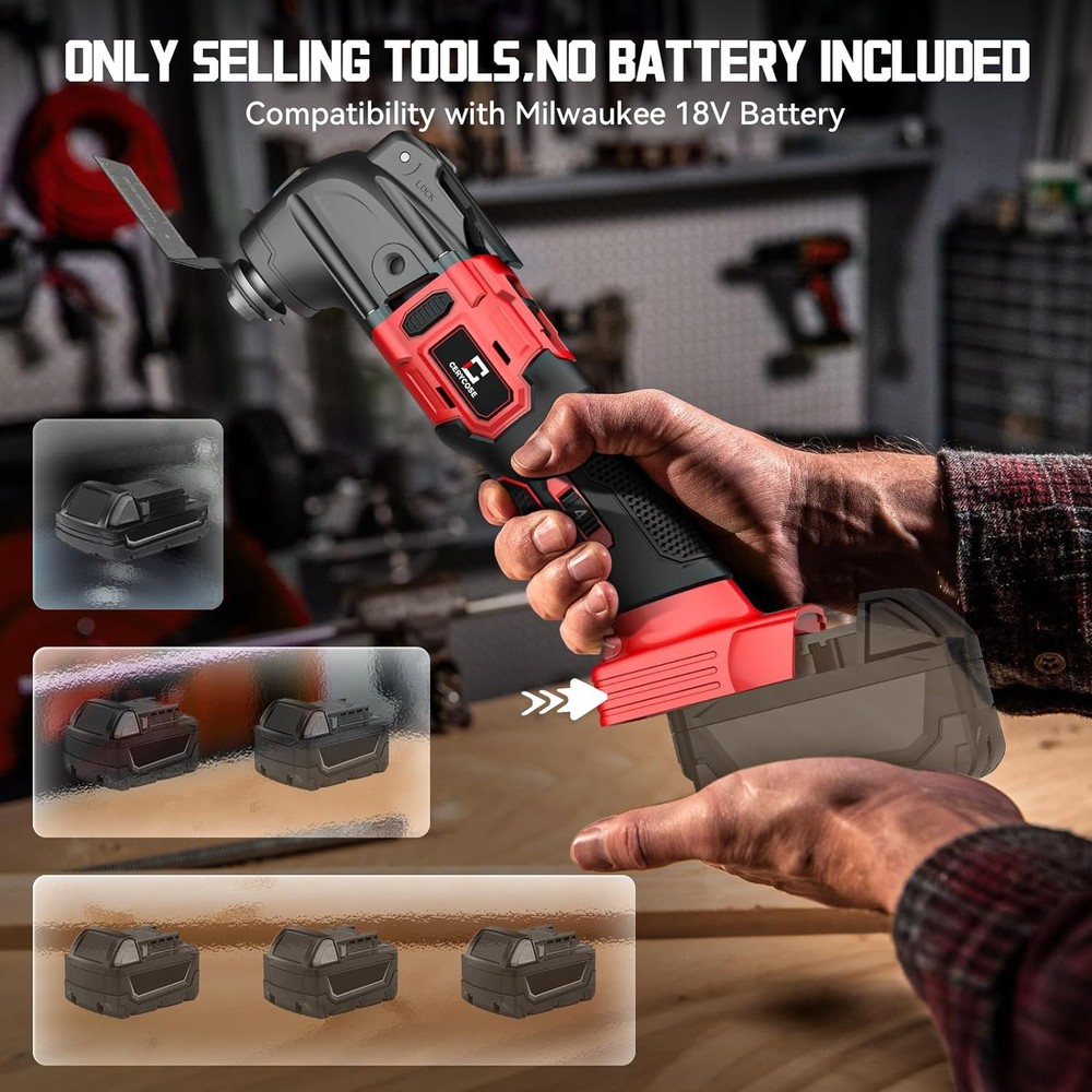 Cordless Oscillating Tool Compatible with Milwaukee 18V For Battery