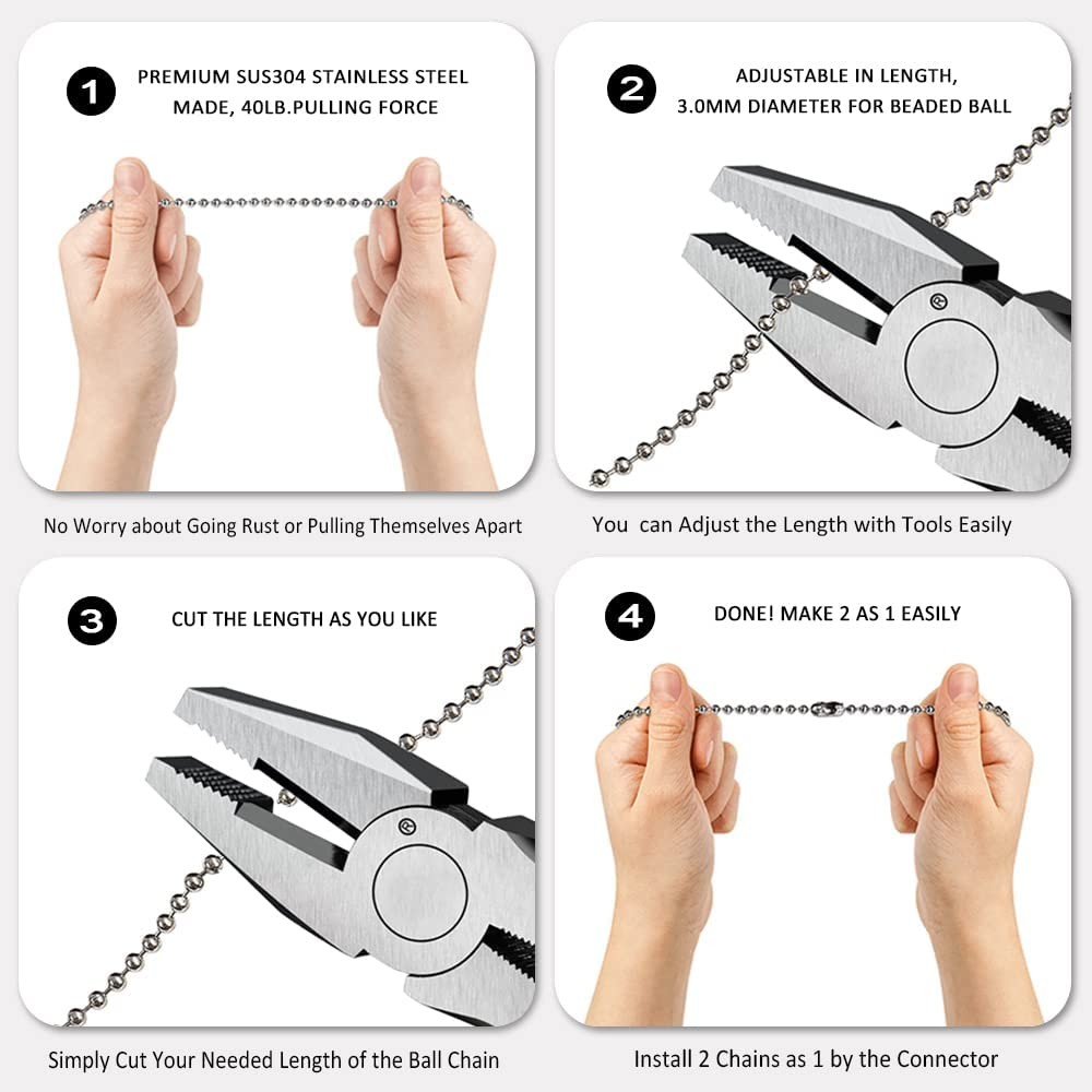 Baseball Bat Ceiling Fan Pull Chain Extender 12in Silver Bead Chain Fan Pulls!