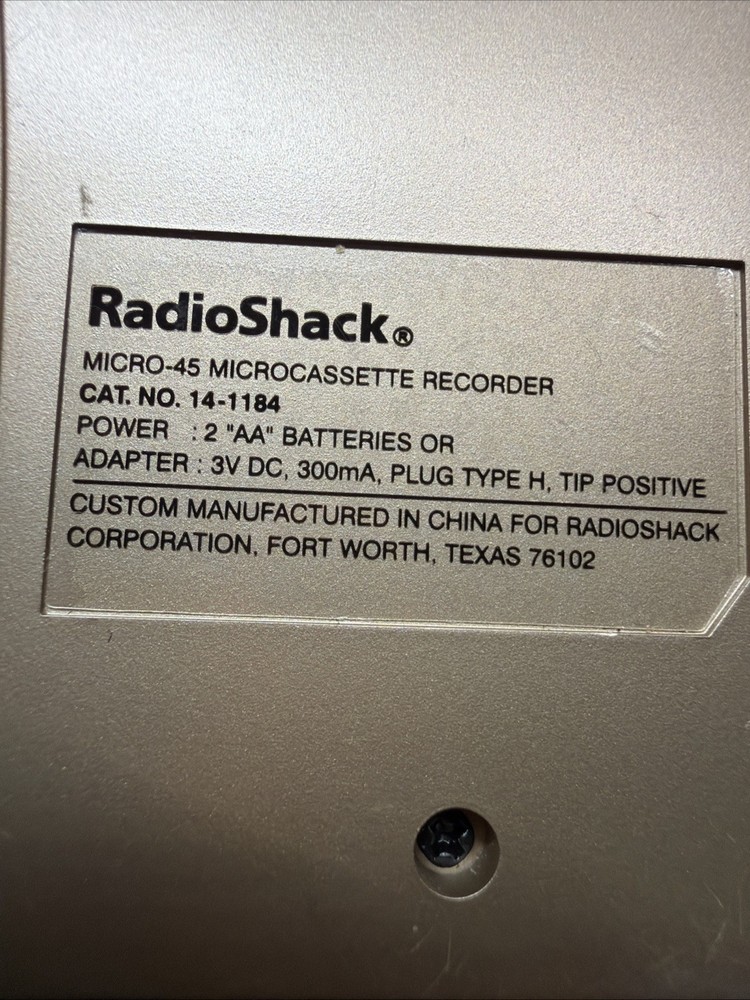 Radio Shack Micro-45 VOX Microcassette Recorder 14-1184 Missing Accessories ￼