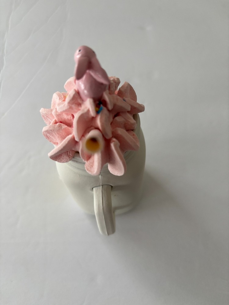 Fake Bake Mini Mug Handmade Glass -Bunny Rabbit Mini Mug Display