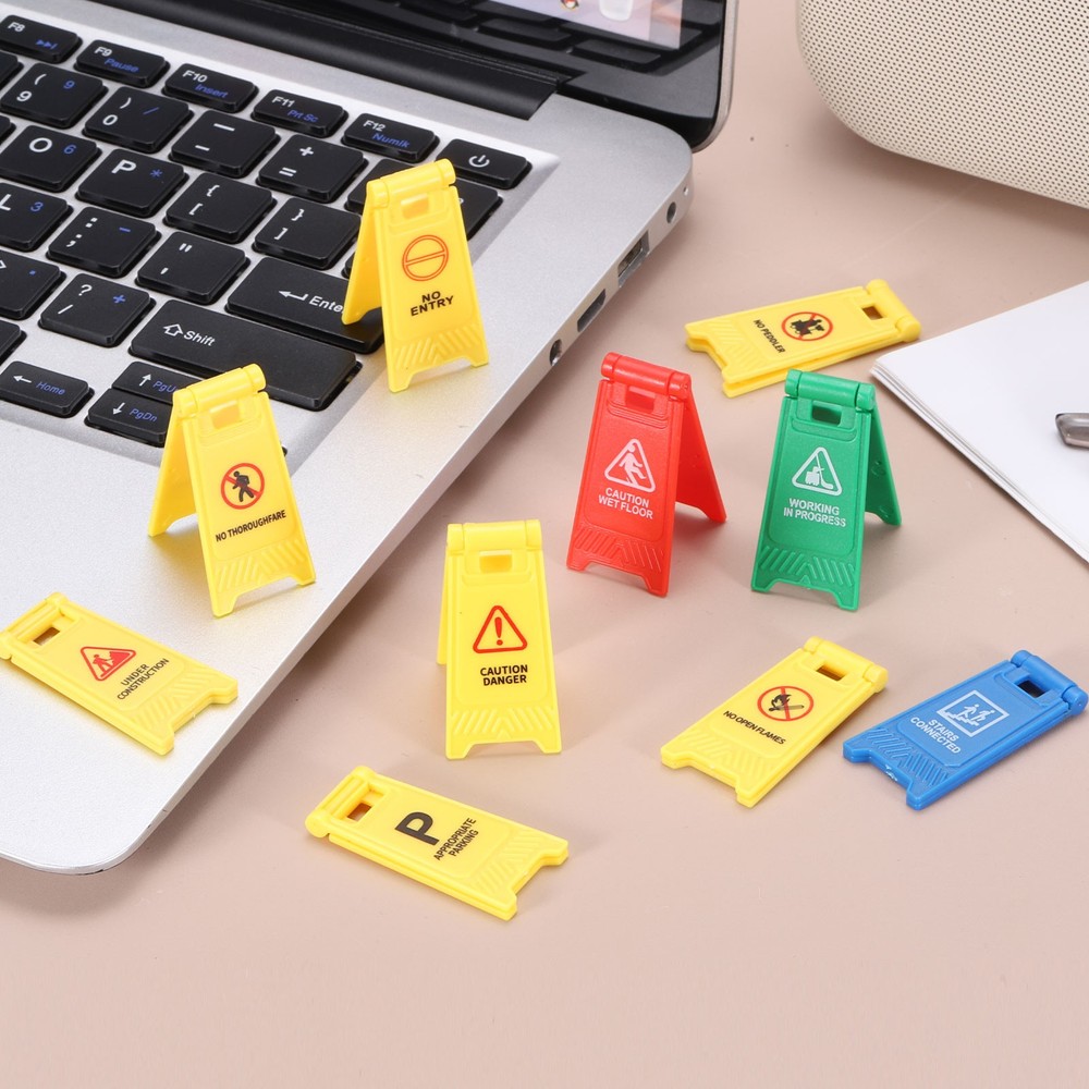 Miniature Warning Sign, Caution Danger Signs (Yellow, 2pcs)