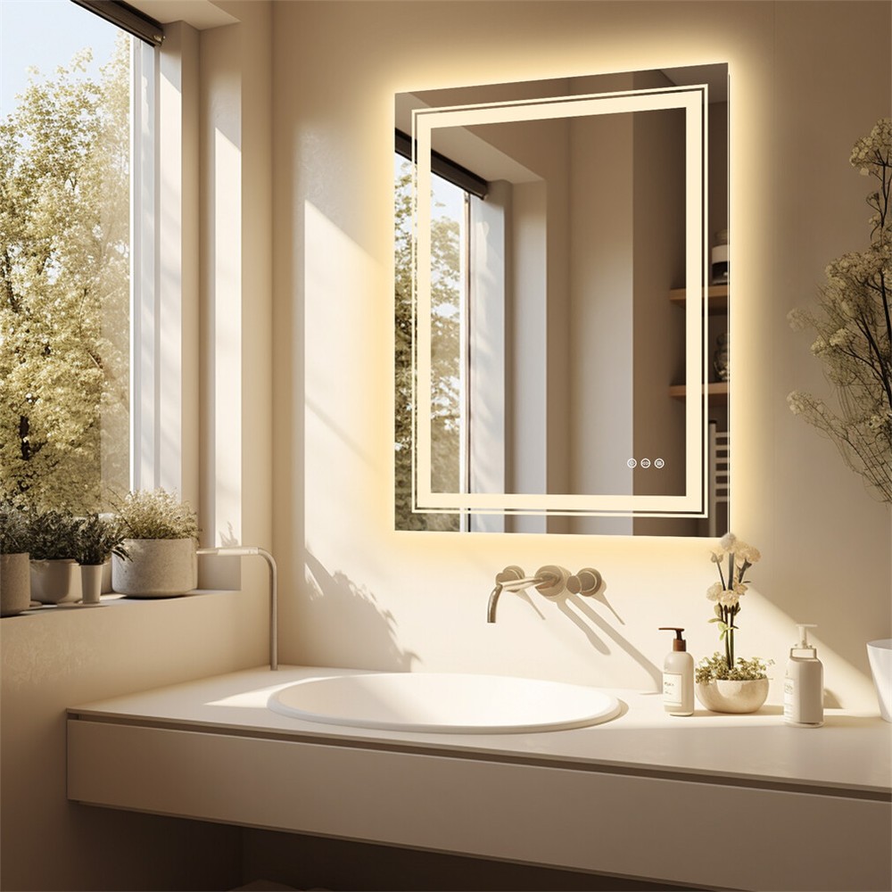 Modern Eye-protection LED Bathroom Mirror Wall Mounted Dimmable Makeup Mirror