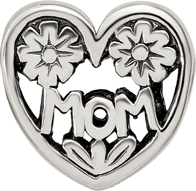 Silver Reflections Mom Heart Bead QRS2450