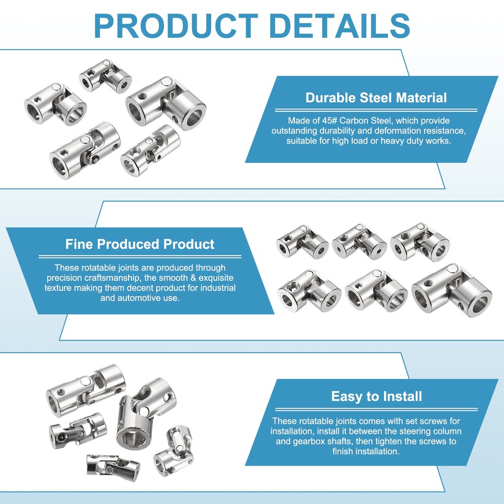 2pcs Rotatable Joint, 3mm to 3mm Inner Dia Universal Joint