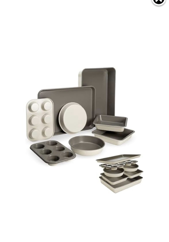 Goodful All-In-One Nonstick Bakeware Set, Stackable and Space 8-Piece, Linen