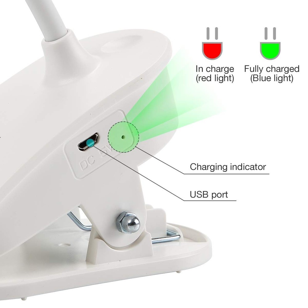2 Pack Clip on Lamp,Battery Powered Reading Light,Clamp for Bed with 3 Bright...