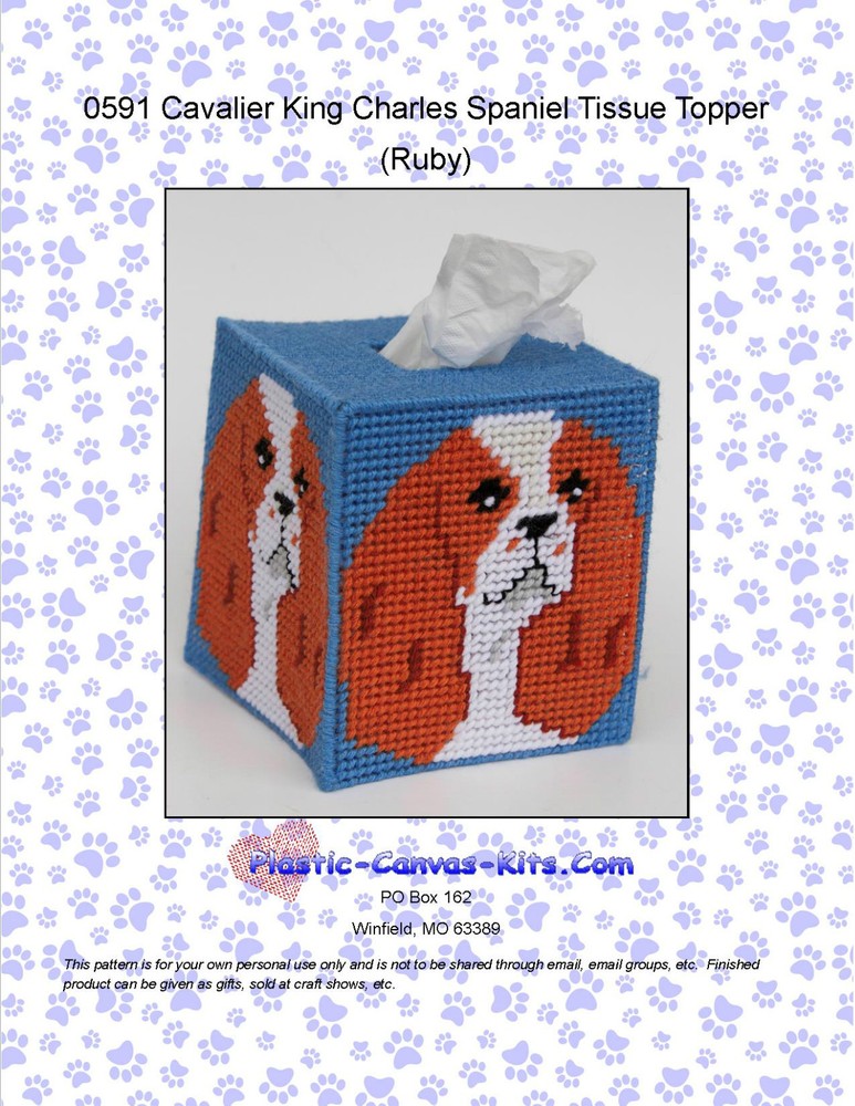 Cavalier Spaniel (Ruby) Dog Tissue Topper-Plastic Canvas Pattern or Kit