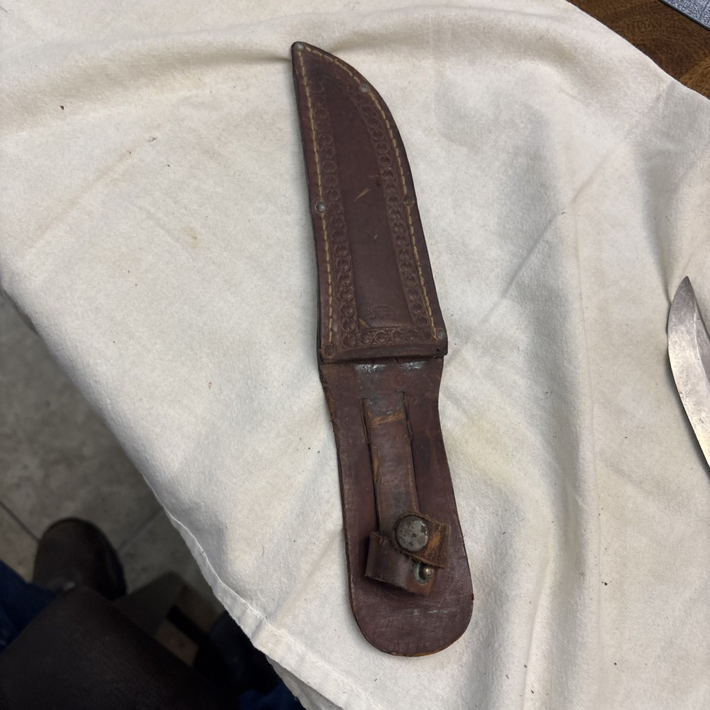 Kinfolks 368 Knife Fixed Blade Leather Handle with Original Sheath