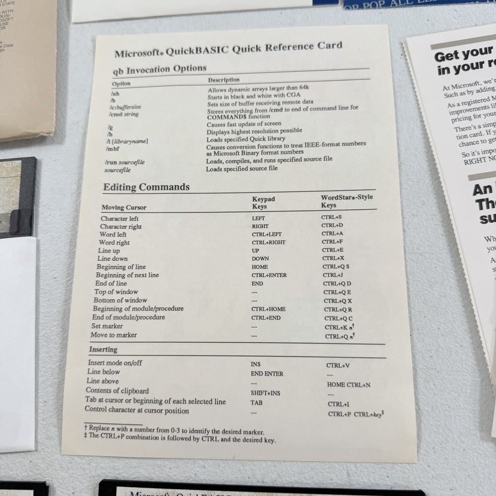 Vintage Software Microsoft Quick Basic 4.0 5.25" Diskettes