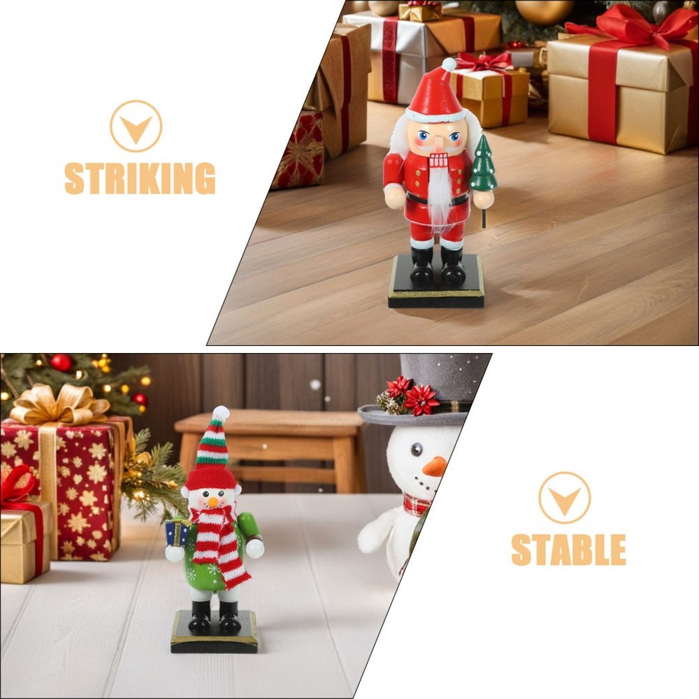 2 Pcs Plastic Nutcracker Mini Figures Decorative Figurines Centerpieces