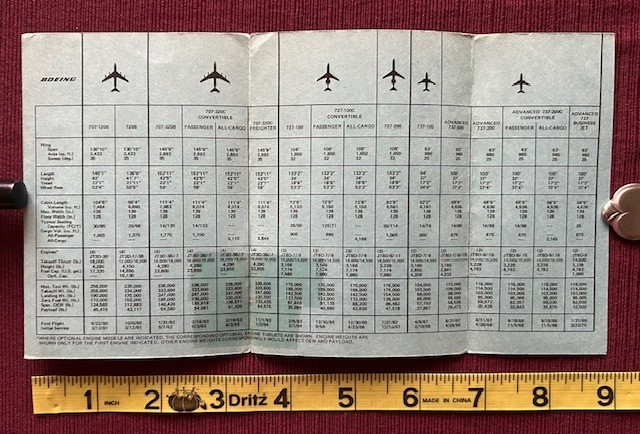 Boeing Jet Characteristics Mini Brochure 1970