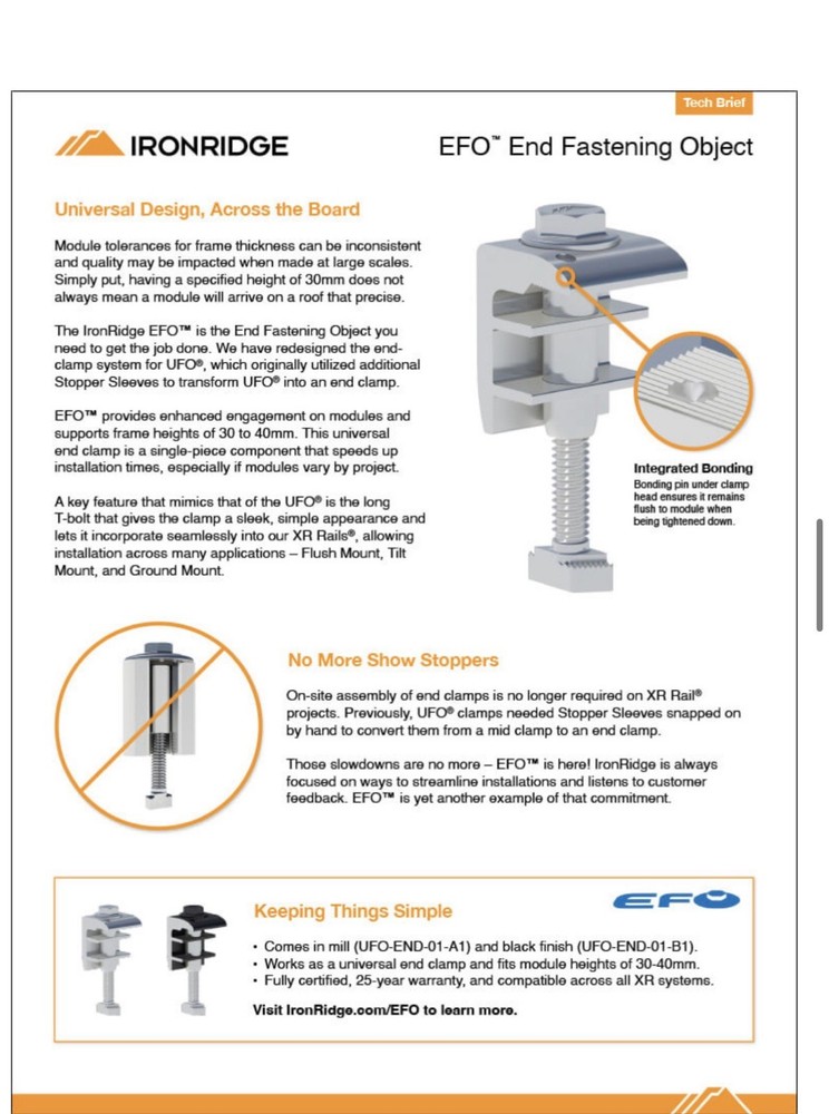 ( 40) IronRidge EFO End Fastening Object