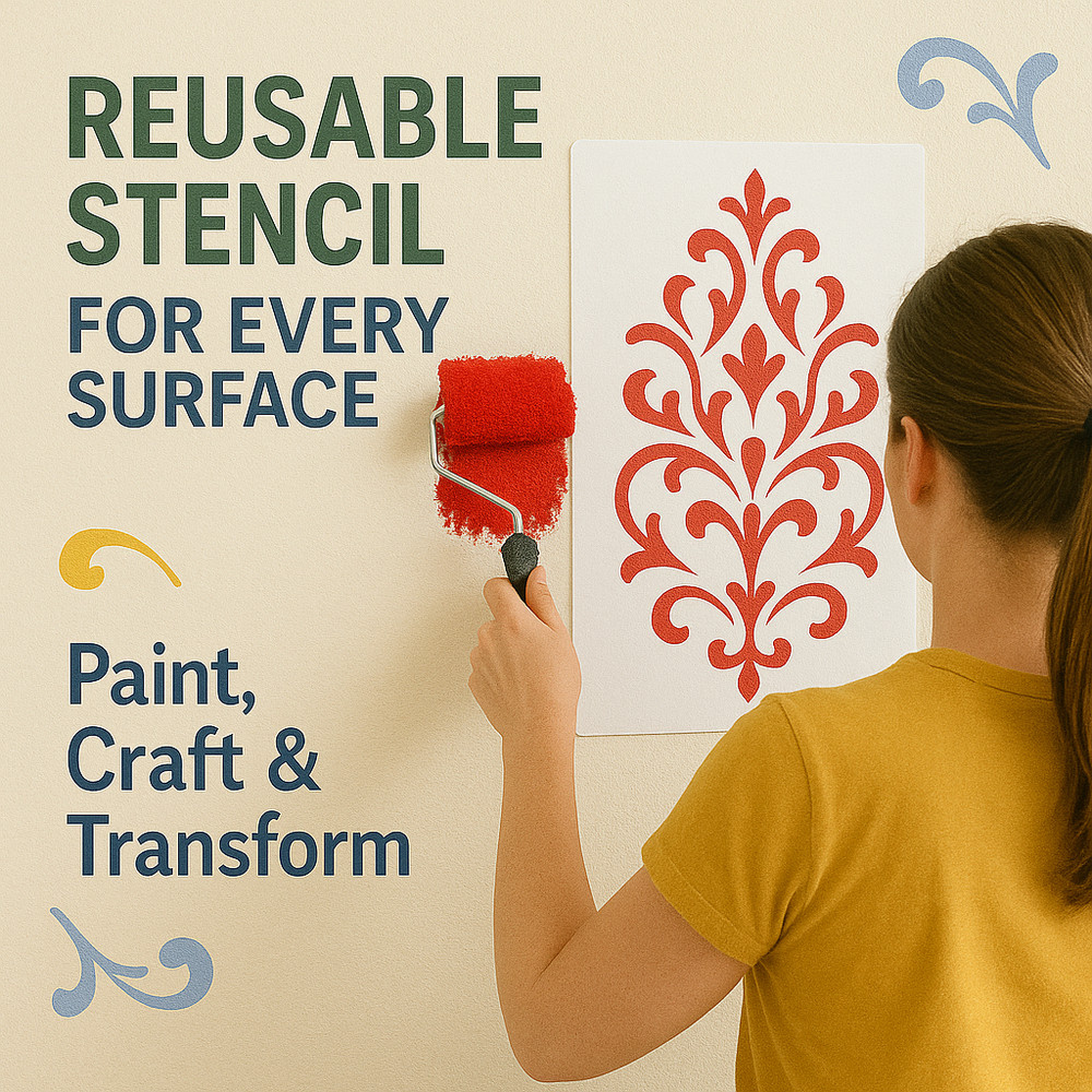Wave Pattern Wall Art Stencil Reusable Plastic - StencilAir