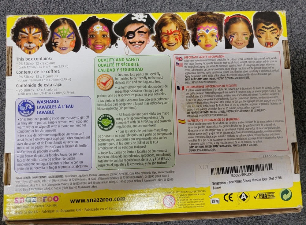 SNAZAROO face painting sticks partial box