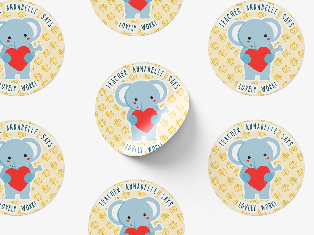 Personalised teacher round sticker labels, custom stickers