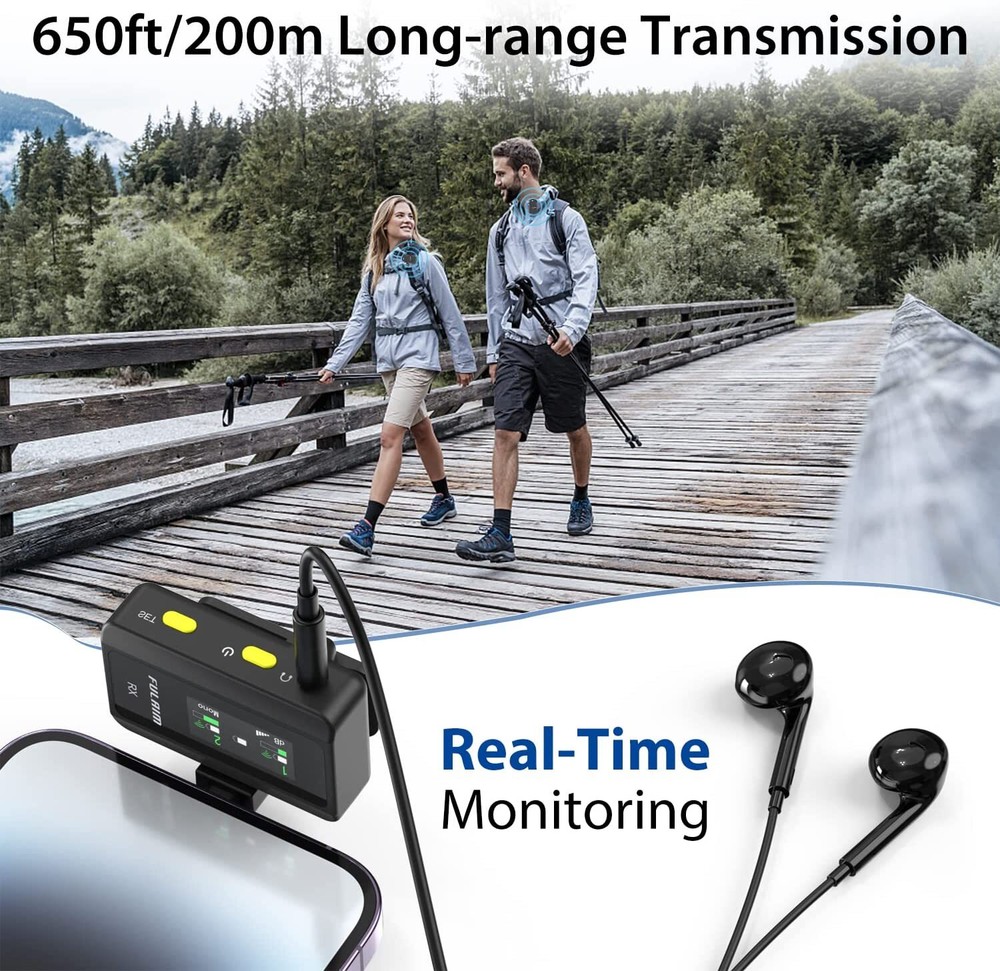Wireless Lavalier Microphone System for DSLR Cameras/iPhone/Android FULAIM X5
