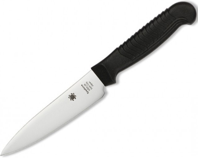 SPYDERCO Kitchen Utility Knife 4.5" Plain Black Polypropylene Handle K05PBK NEW