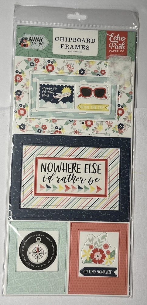 Echo Park Paper Co NIP Chipboard Frames Away We Go 6X13