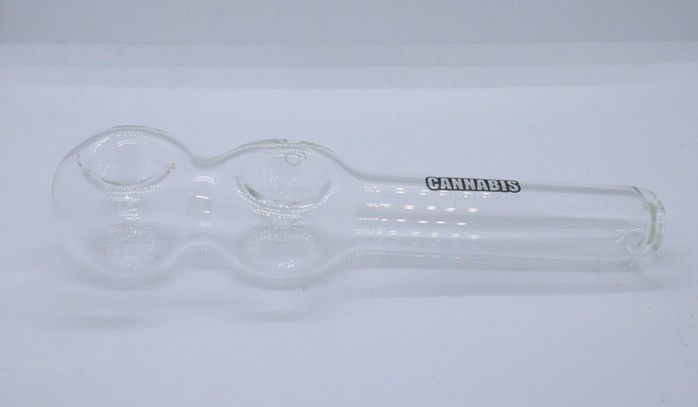 5" Double Bowl Clear Glass Spoon Pipe with Carb Hole