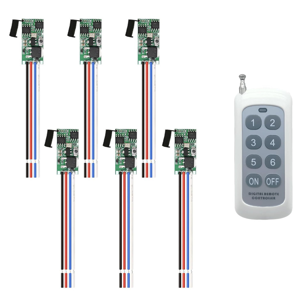 6 Channel Wireless Remote Switch Mini Wireless Switch 5V/12V/24V 3A Relay Wirele