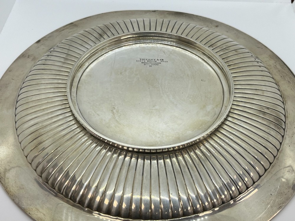 Tiffany & Co. Large Sterling Silver Ribbed Serving Tray