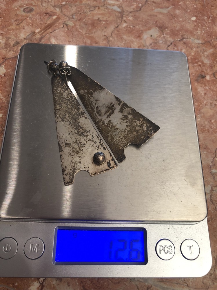 Vintage sterling silver triangular earrings 12.6 Grams