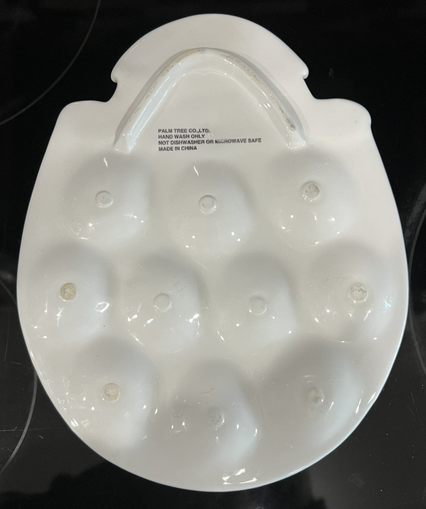 Vintage Ceramic Multicolor 10-Hole Easter Deviled Egg Platter 10" x 8"