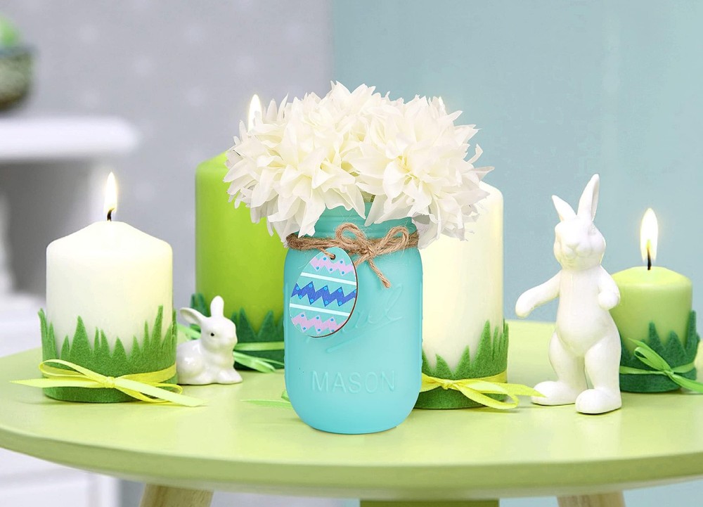 Easter Decorations, Easter Mason Jars Decoration, Easter Farmhouse Decor Dinn...