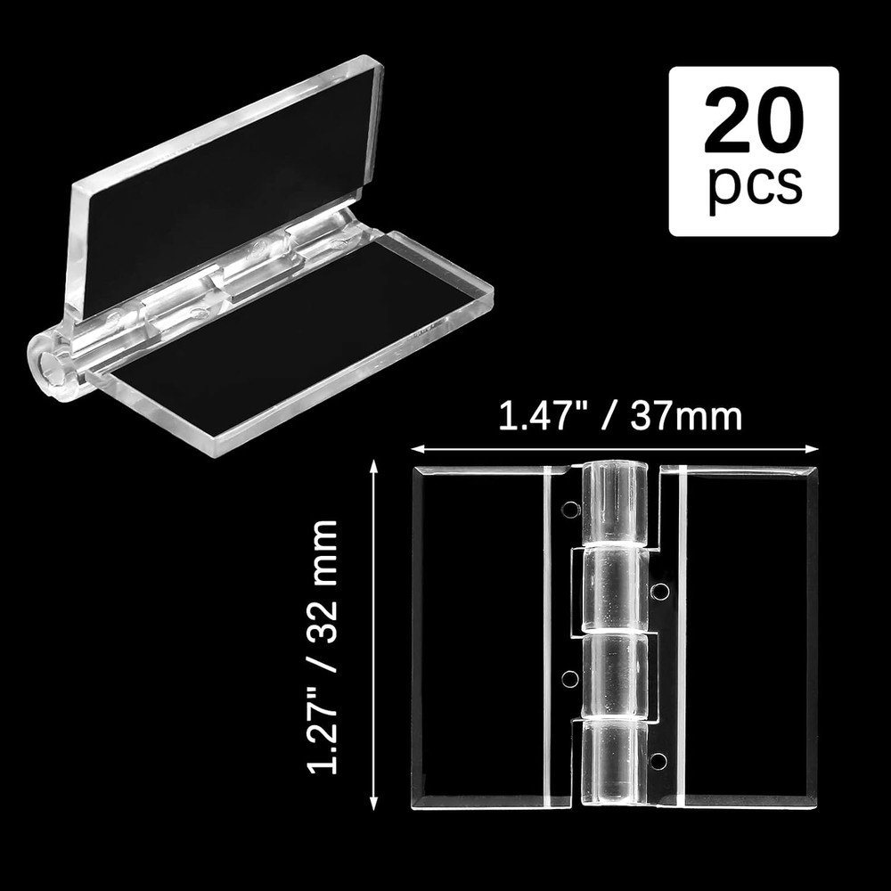 20 Pcs Plastic Hinges Clear, Tranparent Acrylic Hinges Mini Hardware for Box Han