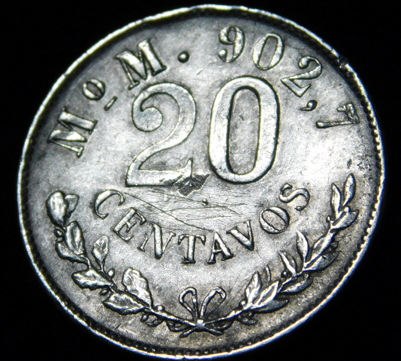 Mexico 1899 20 Centavos Silver ------ A22-2-429