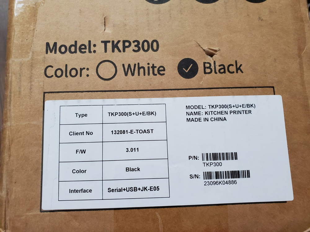 ONE(1) TOAST Flex POS Dot Matrix Kitchen Printer TKP300- USB / Ethernet / Serial