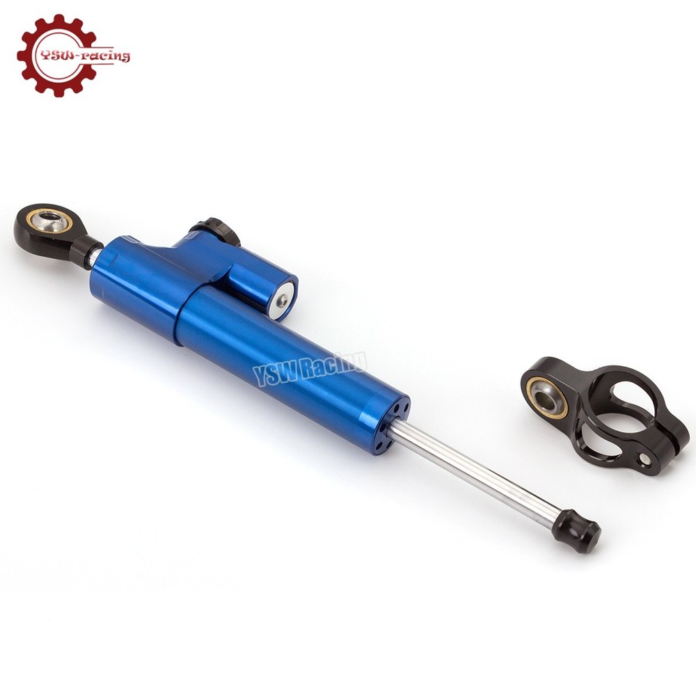 Universal Motorcycle CNC Adjustable Steering Damper Stabilizer Top Blue&Black US