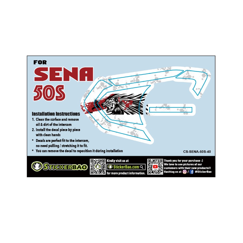 Tiger Device Surface Sticker For SENA 50S Intercom x1