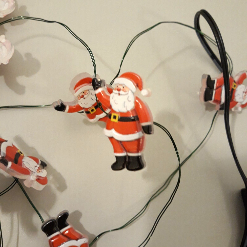 Mini Santa 18 String Light Strand Christmas 3 Settings Fading Flashing Steady