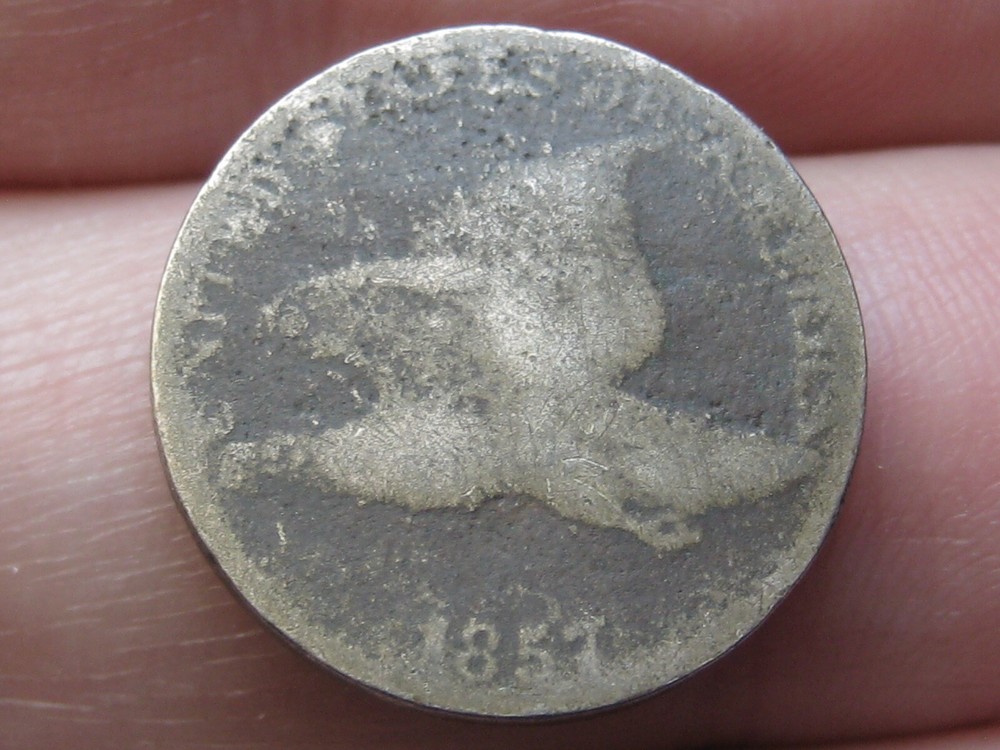 1857 Flying Eagle Penny One Cent- About Good Details