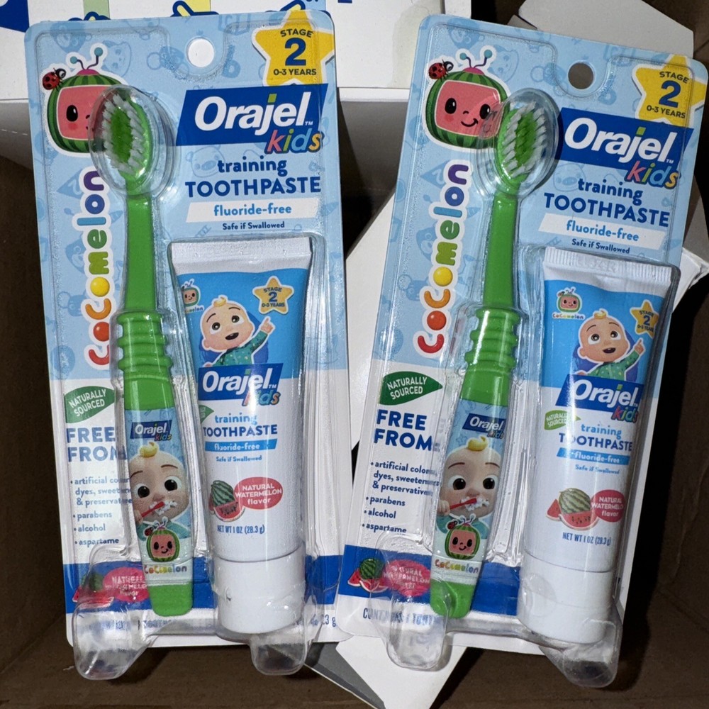 2 Orajel Kids Training Toothpaste & Toothbrush Sets Stage 2  Cocomelon
