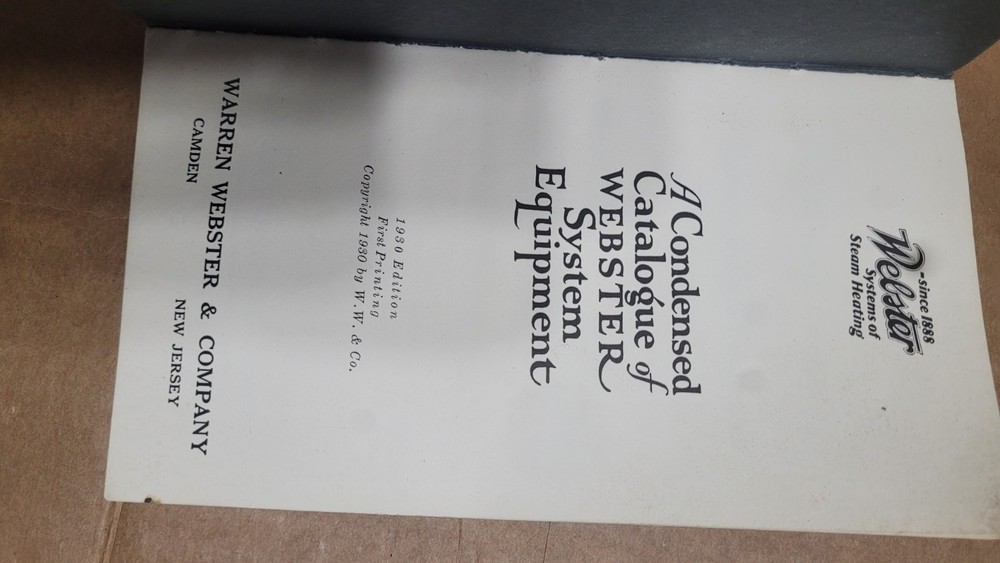 Antique Warren Webster Steam Fitting Catalog